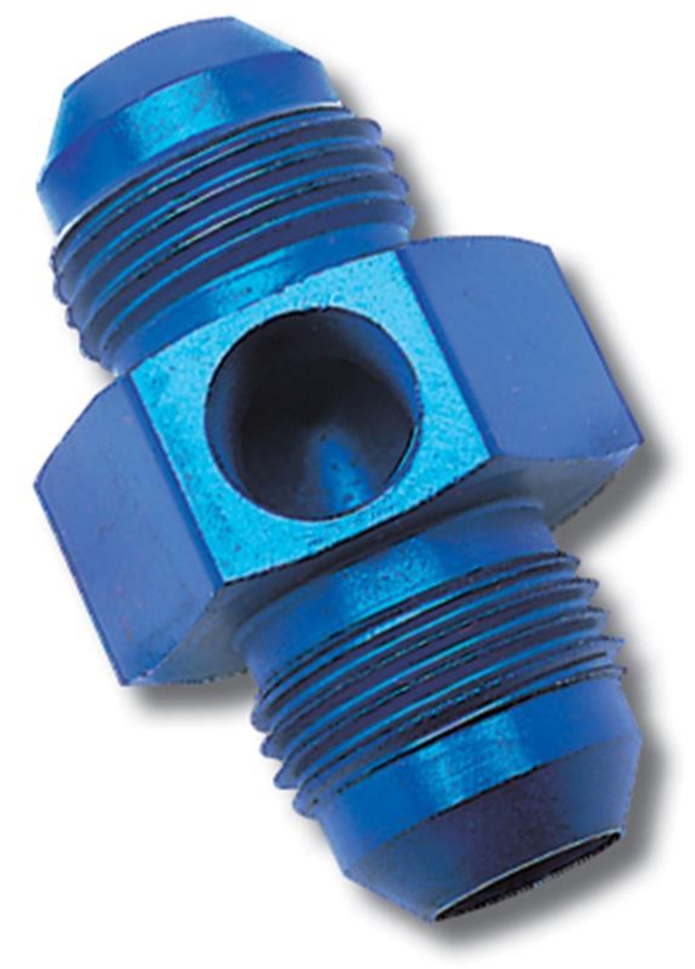 Picture of 8AN Flare To 3/8" Pipe Fuel Pressure Adapter With Blue Finish