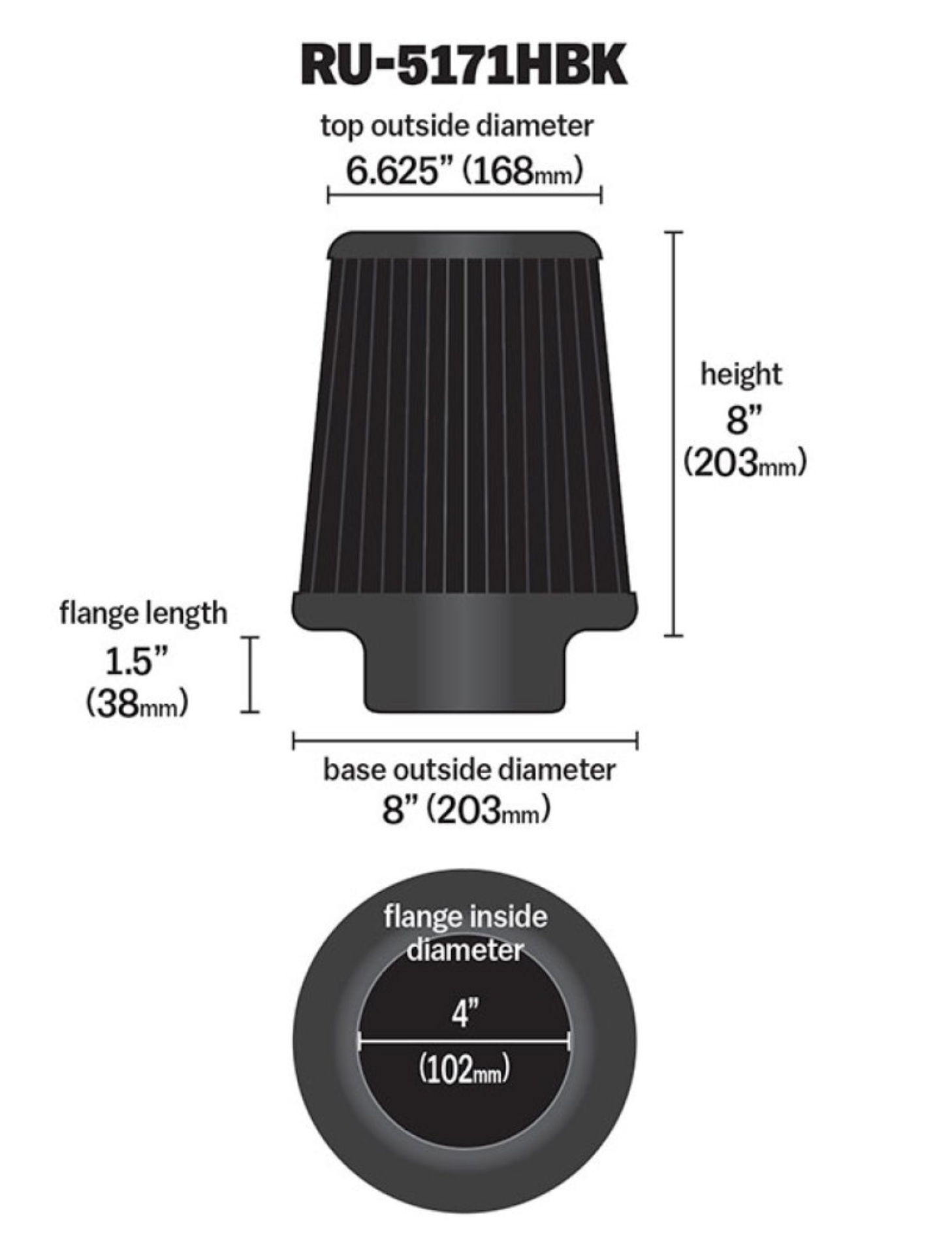 Picture of K&N Engineering KN Universal Air Filter - RU-5171HBK