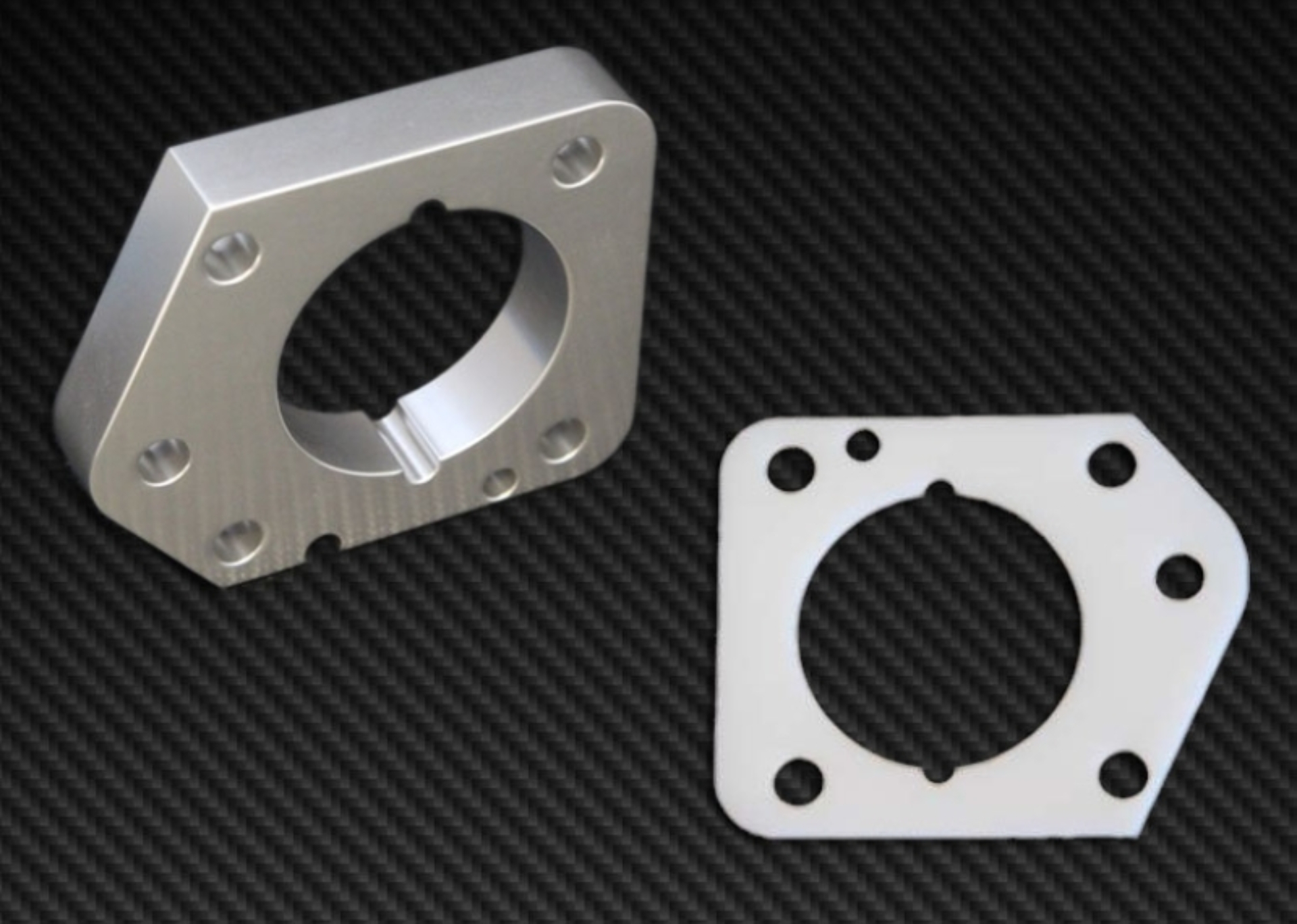 Picture of Torque Solution TQS TB Spacer-Silver Throttle Body Spacers - TS-TBS-013