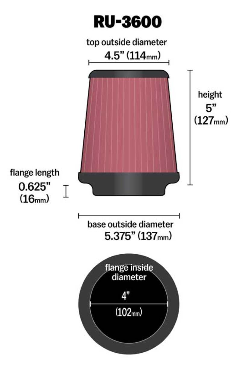 Picture of K&N Engineering KN Universal Air Filter - RU-3600