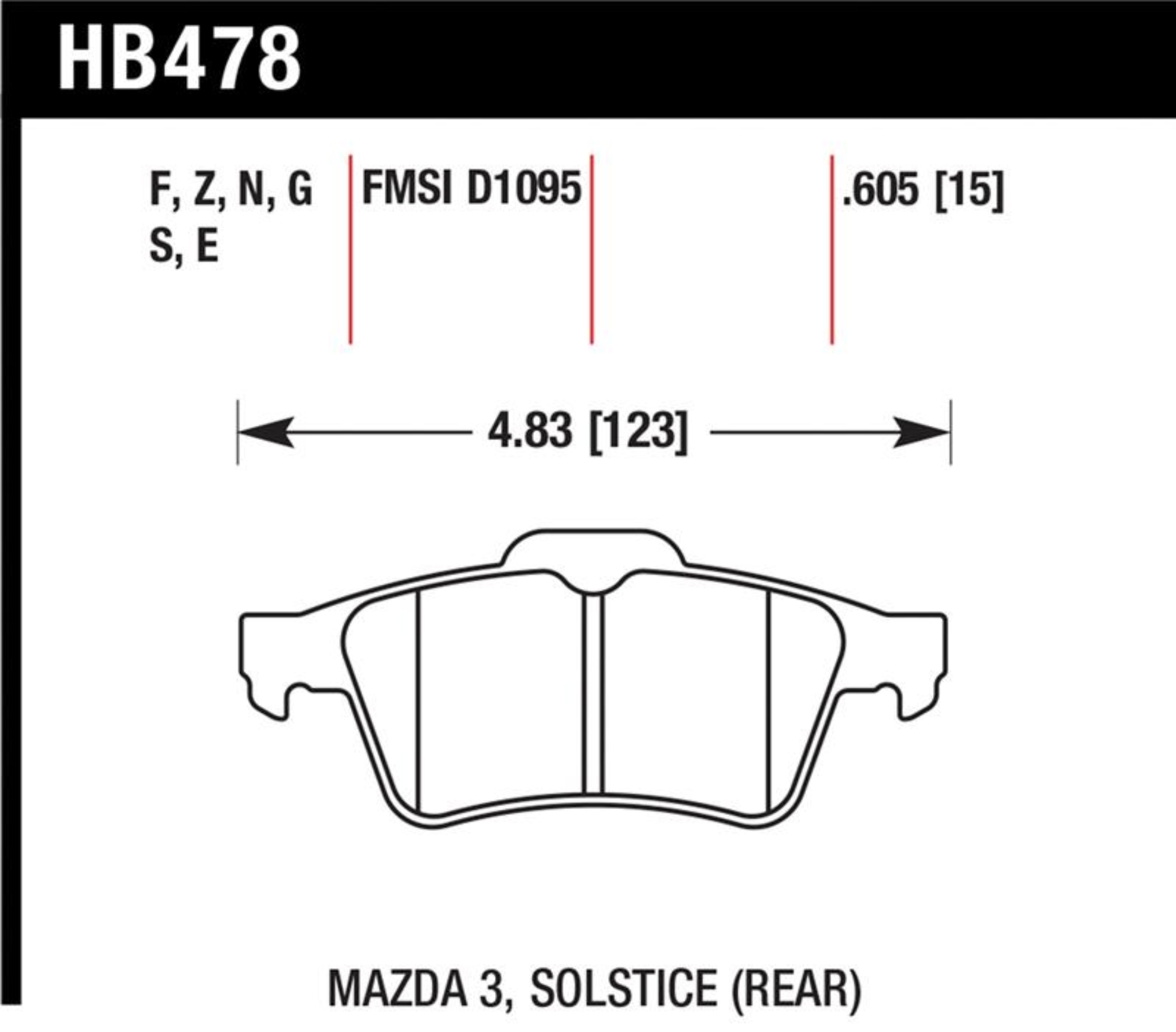 Picture of Hawk Performance HAWK HPS Brake Pad Sets - HB478F.605