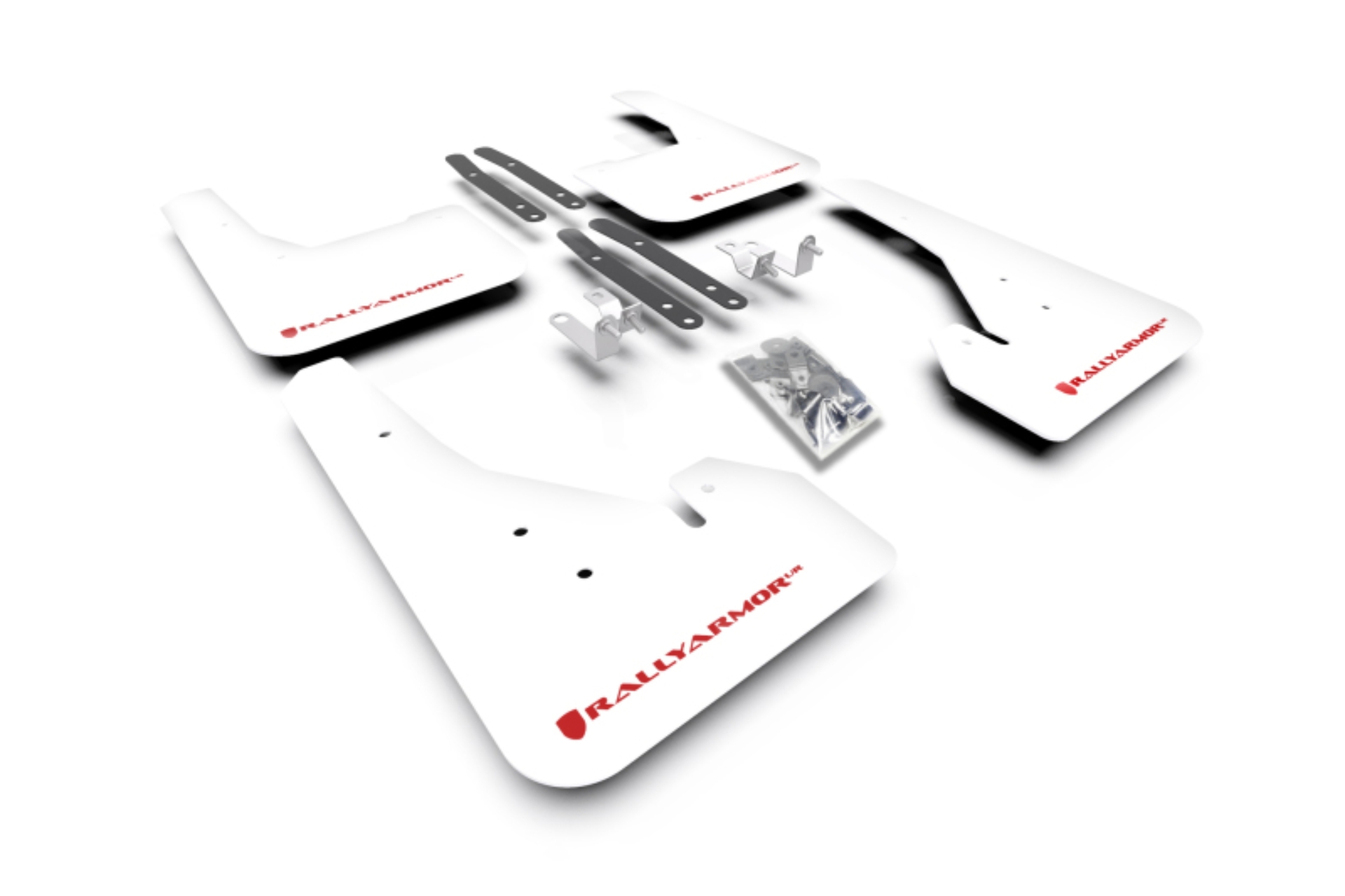 Picture of Rally Armor RAL UR White Flap/Red Logo Mud Flaps - MF67-UR-WH/RD