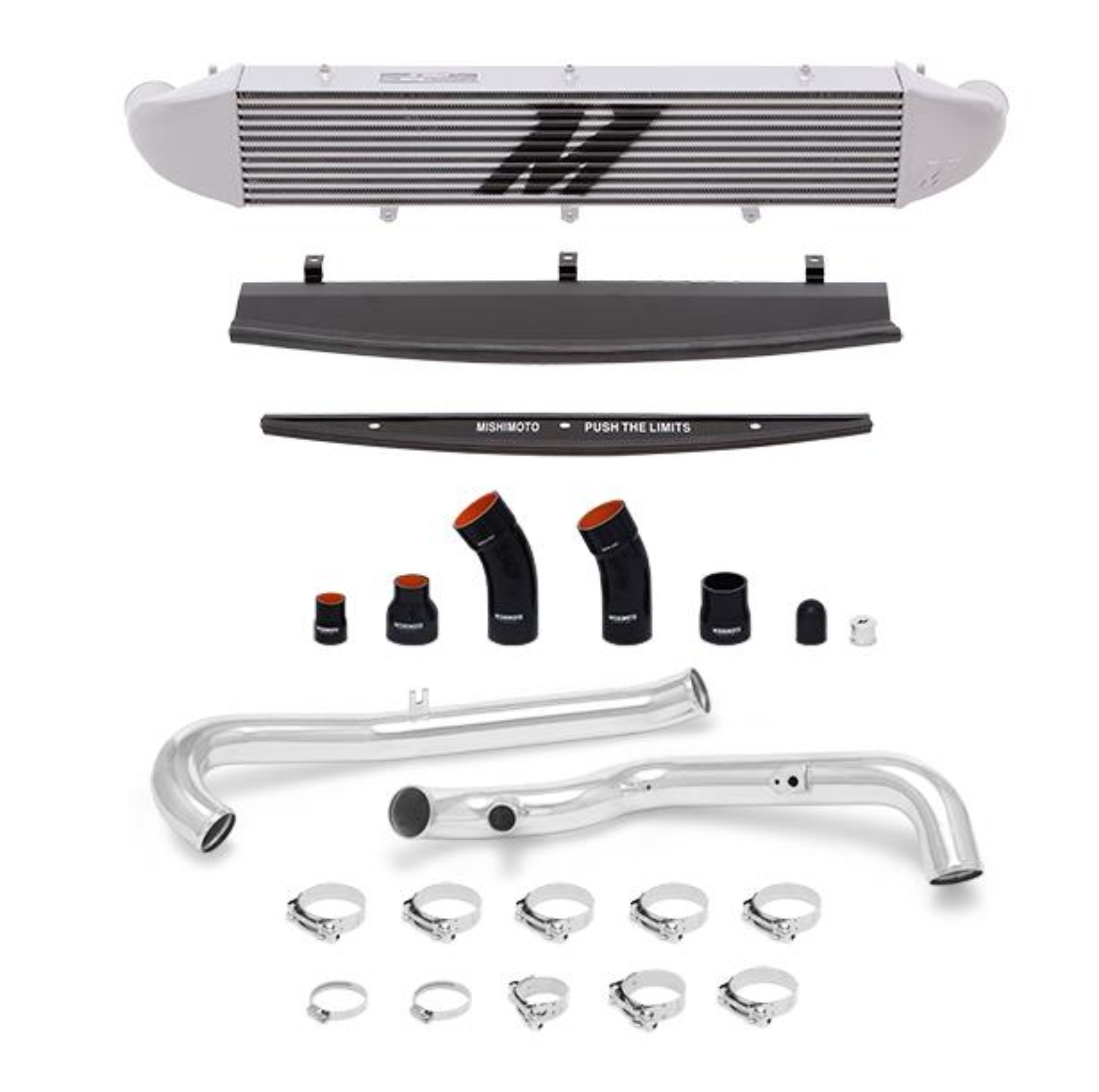 Picture of Mishimoto ST 1.6L Front Mount Intercooler (Black) Kit w/ Pipes (Silver) - MMINT-FIST-14KPBK