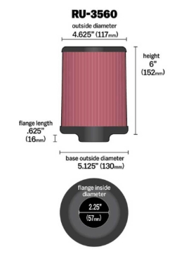 Picture of K&N Engineering KN Universal Air Filter - RU-3560