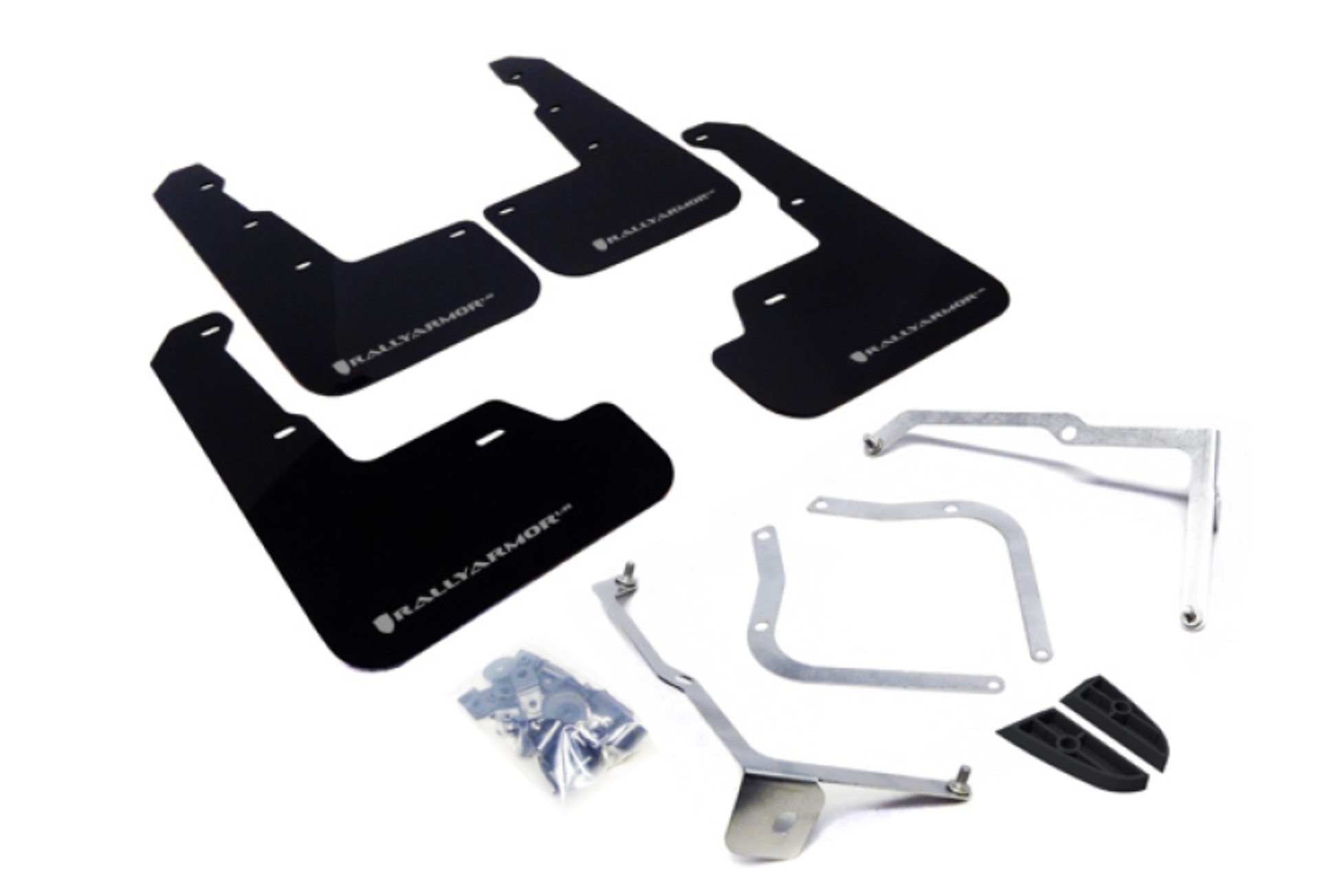 Picture of Rally Armor RAL UR Blk Flap/Silver Logo Mud Flaps - MF32-UR-BLK/SIL