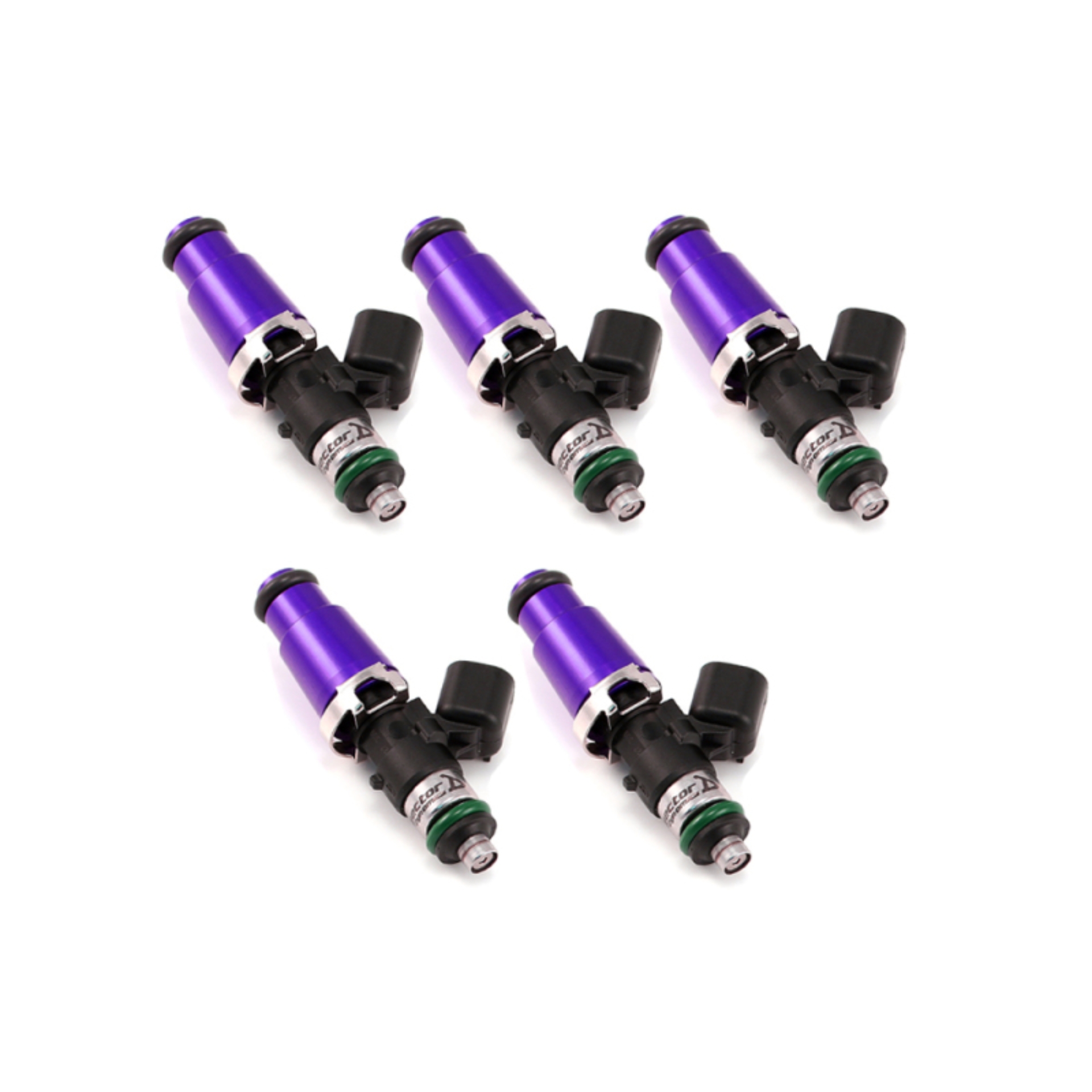 Picture of Injector Dynamics 1700cc Injectors - 60mm Length - 14mm Purple Top - 14mm Lower O-Ring (Set of 5)