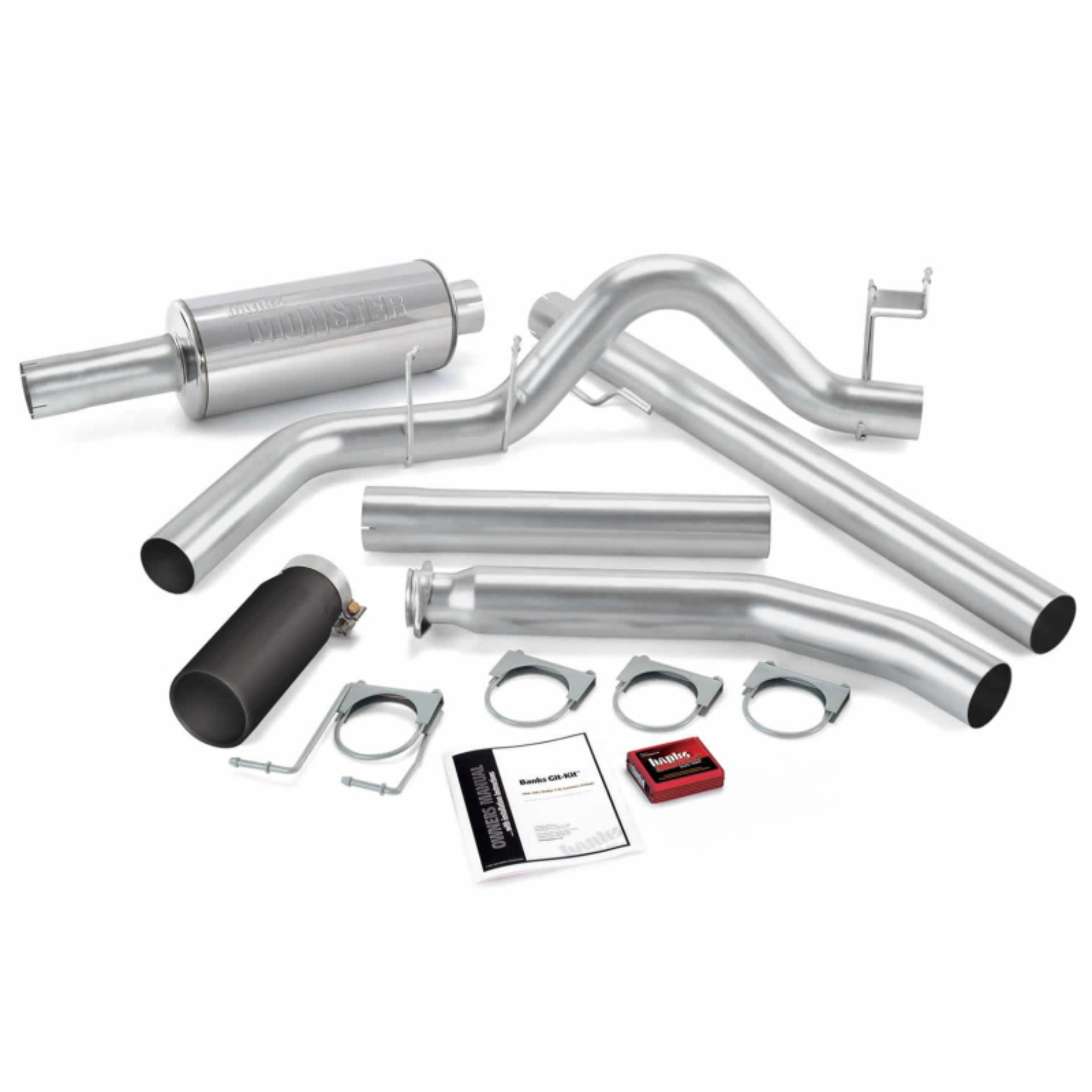 Picture of Banks Power 98-00 Dodge 5.9L Ext Cab Git-Kit - SS Single Exhaust w/ Black Tip