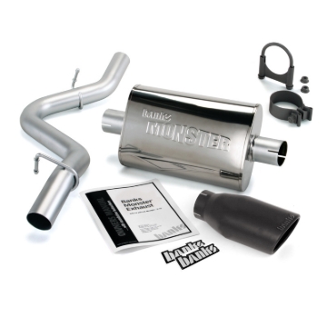 Picture of GBE Monster Exhaust Chrome Tip - Banks Power 97-99 Jeep 2.5/4.0L Wrangler Slip Fit Cat Monster Exh Sys - SS Single Exh w/ Blk Tip gbe51312-B