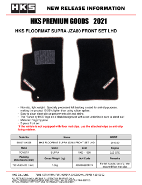 Picture of HKS Floormats Floor Mats Carpeted - 51007-AK435