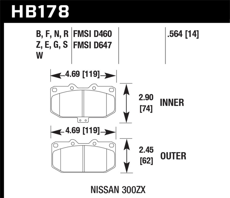 Picture of Hawk Performance HAWK ER-1 Brake Pad Sets - HB178D.564