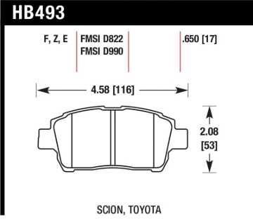 Picture of Hawk Performance HAWK Blue 9012 Brake Pad Sets - HB493E.650