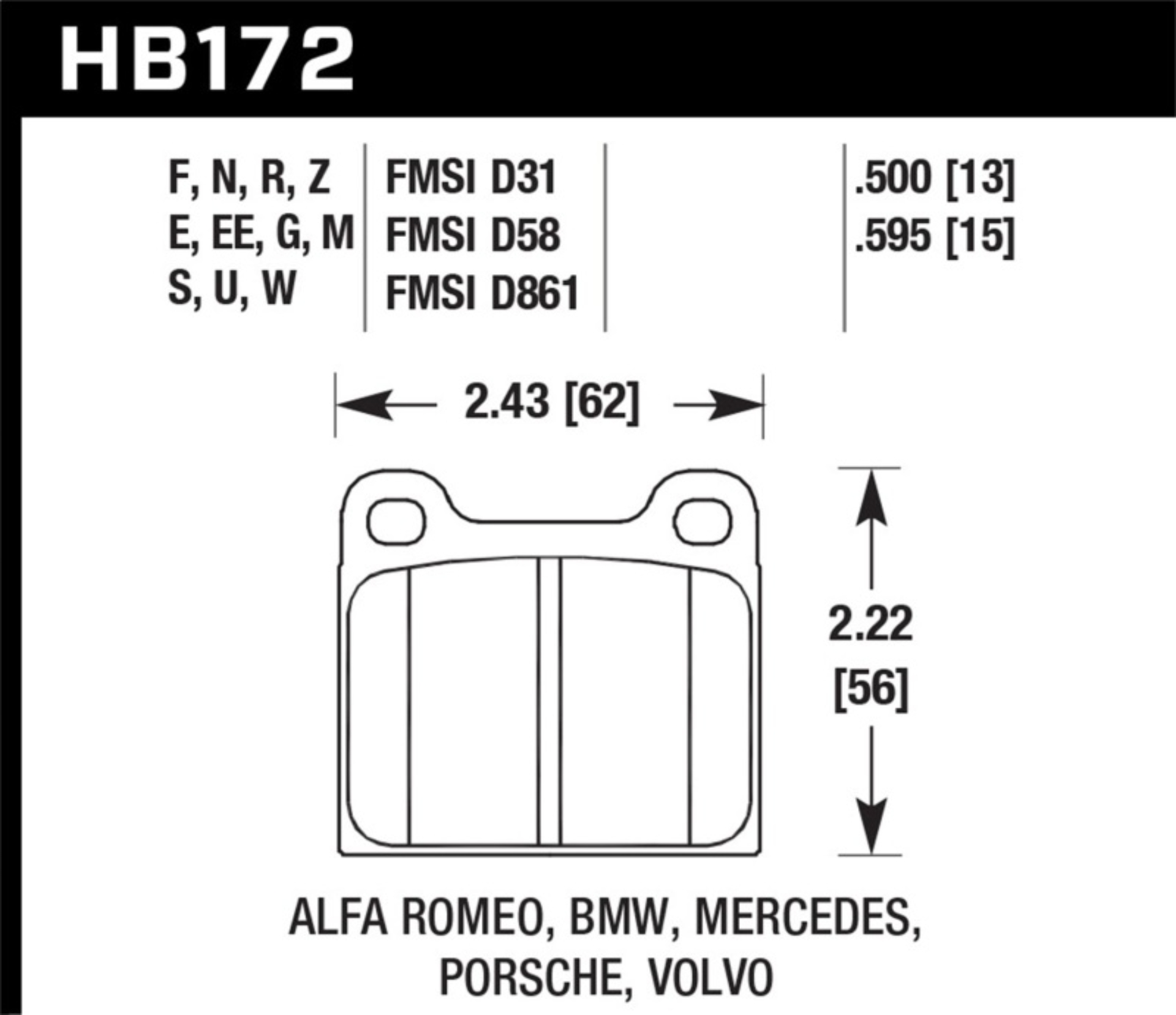 Picture of Hawk Performance HAWK HPS 5.0 Brake Pad Sets - HB172B.595