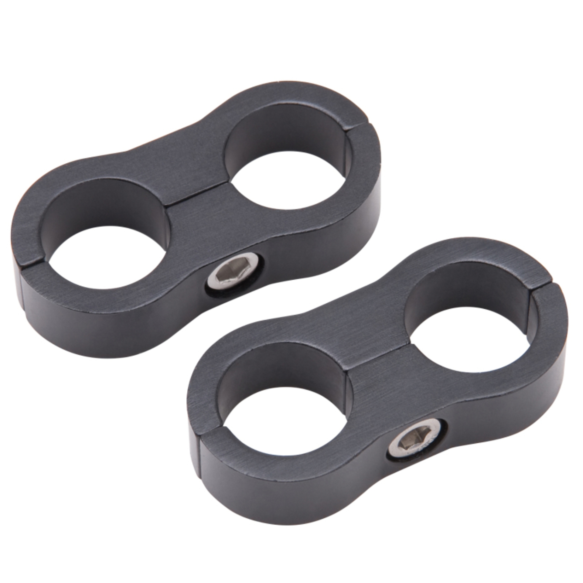 Picture of 8AN Aluminum Hose Separator For Two 8AN Size Tubing With Black Finish - Pair