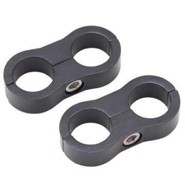 Picture of 8AN Aluminum Hose Separator For Two 8AN Size Tubing With Black Finish - Pair