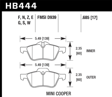 Picture of Hawk Performance HAWK HPS 5.0 Brake Pad Sets - HB444B.685