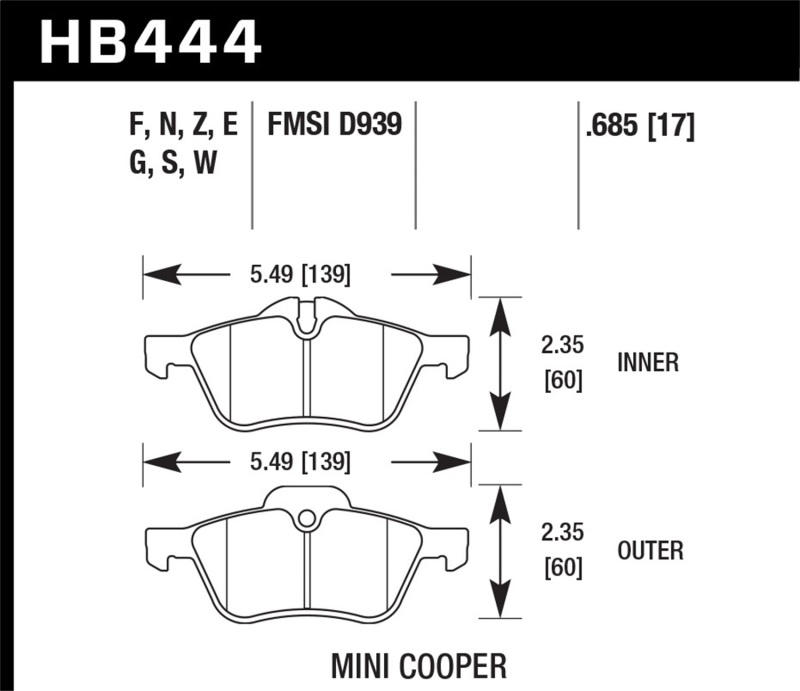 Picture of Hawk Performance HAWK HPS 5.0 Brake Pad Sets - HB444B.685