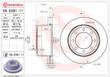 Picture of Brembo OE BRE UV Coated OE Equiv Rotors Brake Rotors - 09.E291.11