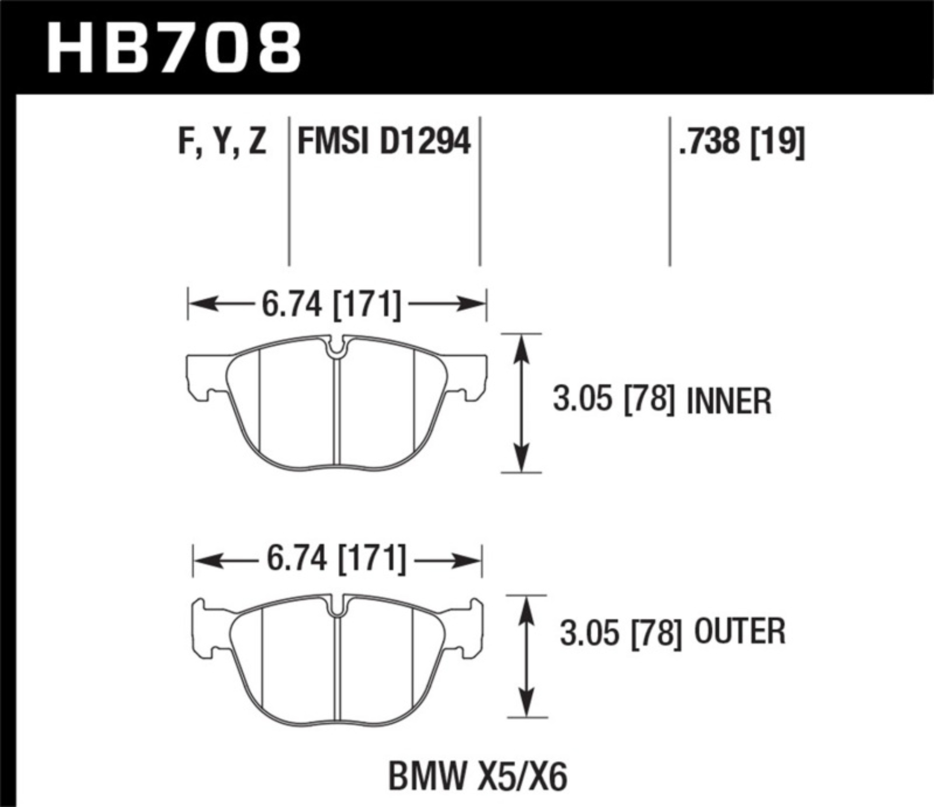 Picture of Hawk Performance HAWK HPS 5.0 Brake Pad Sets - HB708B.738
