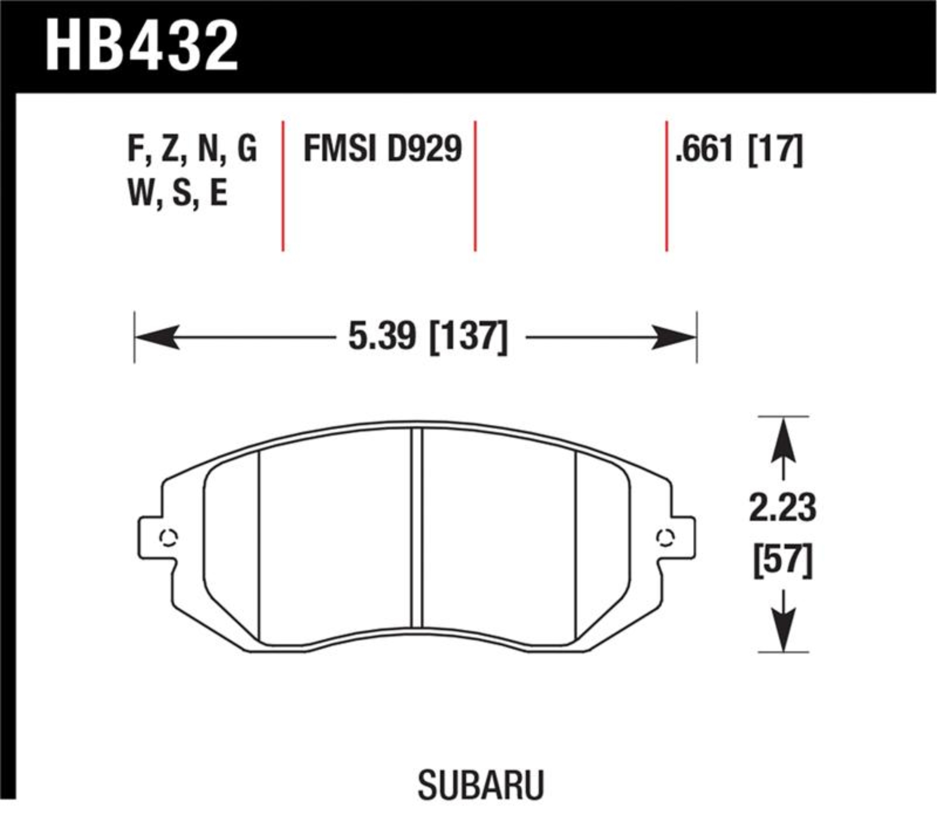 Picture of Hawk Performance HAWK HPS Brake Pad Sets - HB432F.661