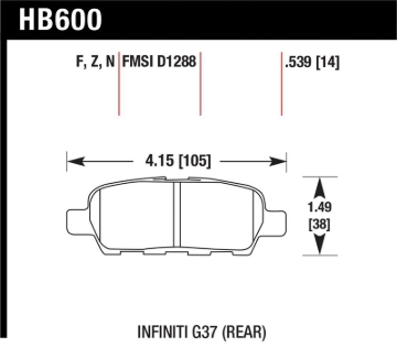 Picture of Hawk Performance HAWK Ceramic Brake Pad Sets - HB600Z.539