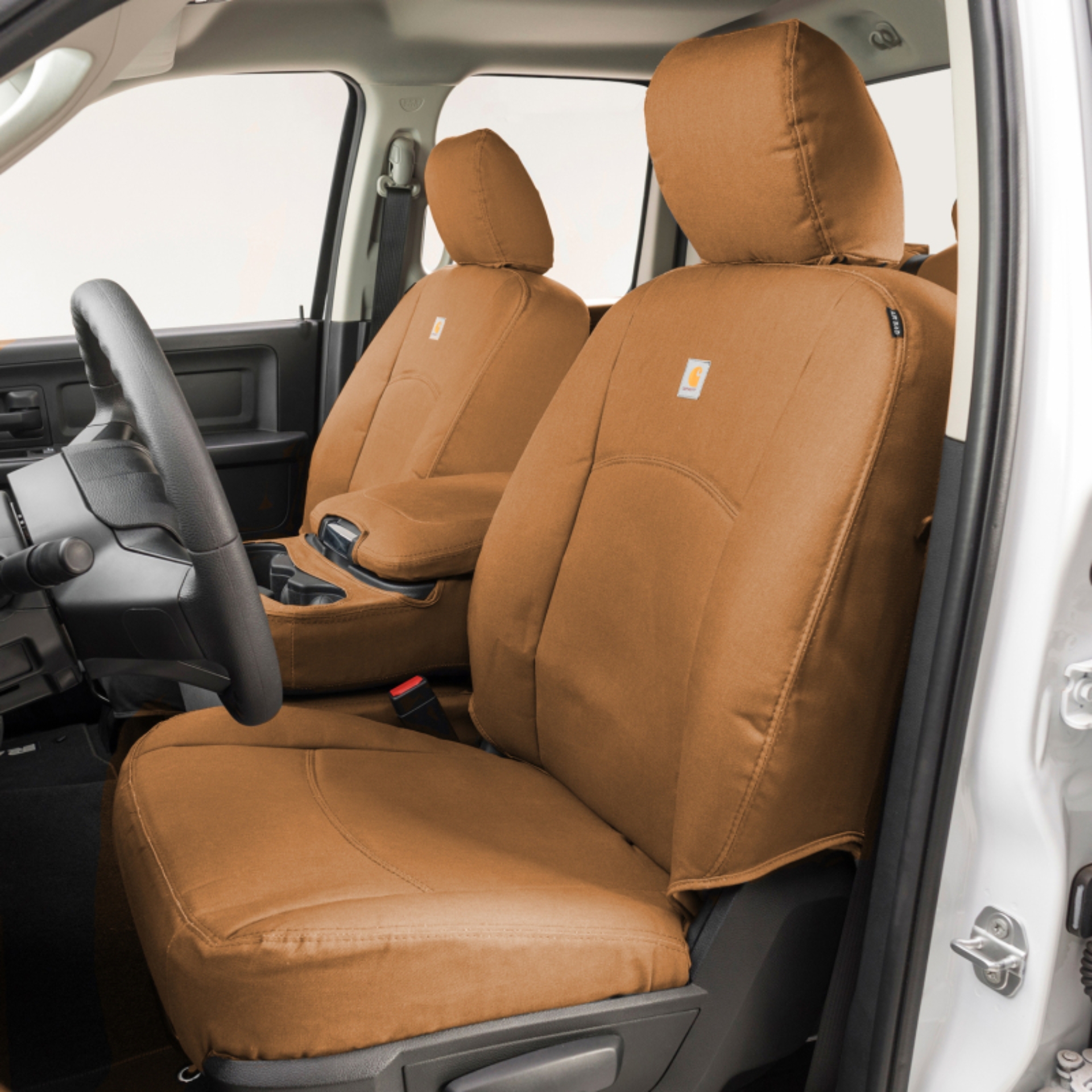 Picture of Covercraft 23-24 Ford Super Duty Carhartt PrecisionFit Custom Front Row Seat Covers - Brown