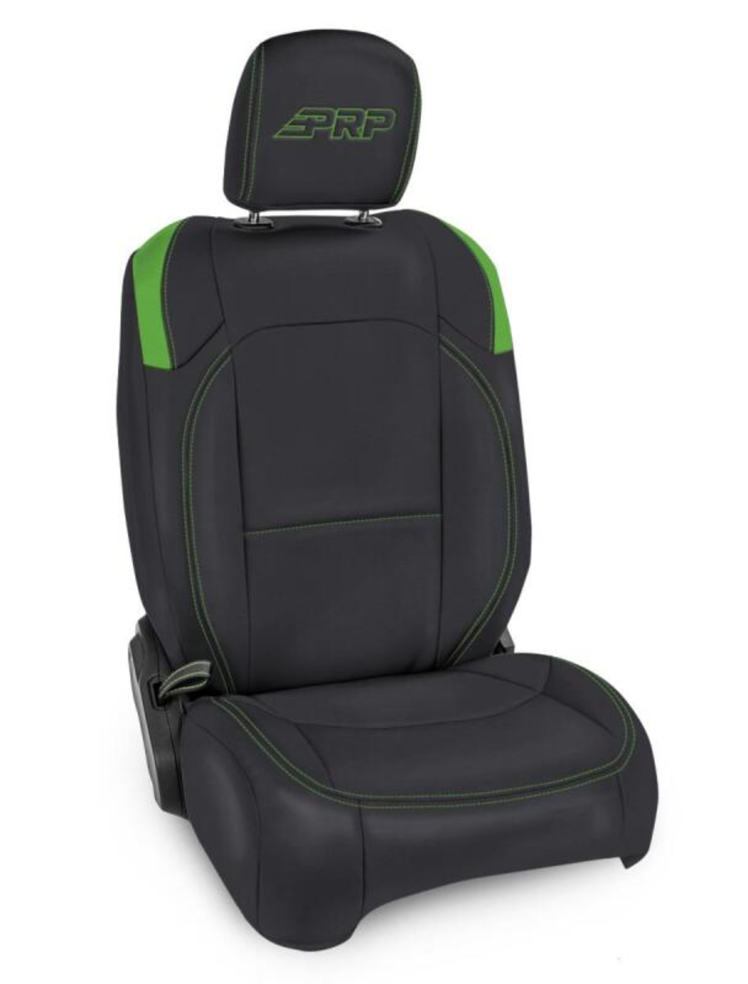 Picture of PRP Jeep Wrangler JL Front Seat Covers - 2 door- with Pocket Back (Pair) - Black/Green
