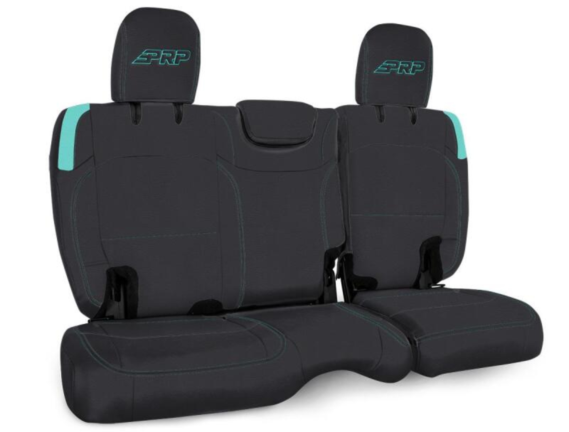 Picture of PRP Jeep Wrangler JL Rear Bench CoversU - 4 door with no armrest - Black/Teal