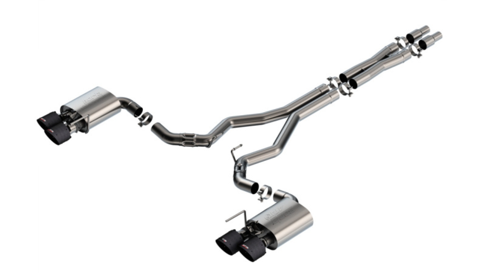 Picture of Borla 2024 Ford Mustang Dark Horse 5.0L V8 w/Active Exhaust ATAK Cat-Back Exhaust System - CF Tips