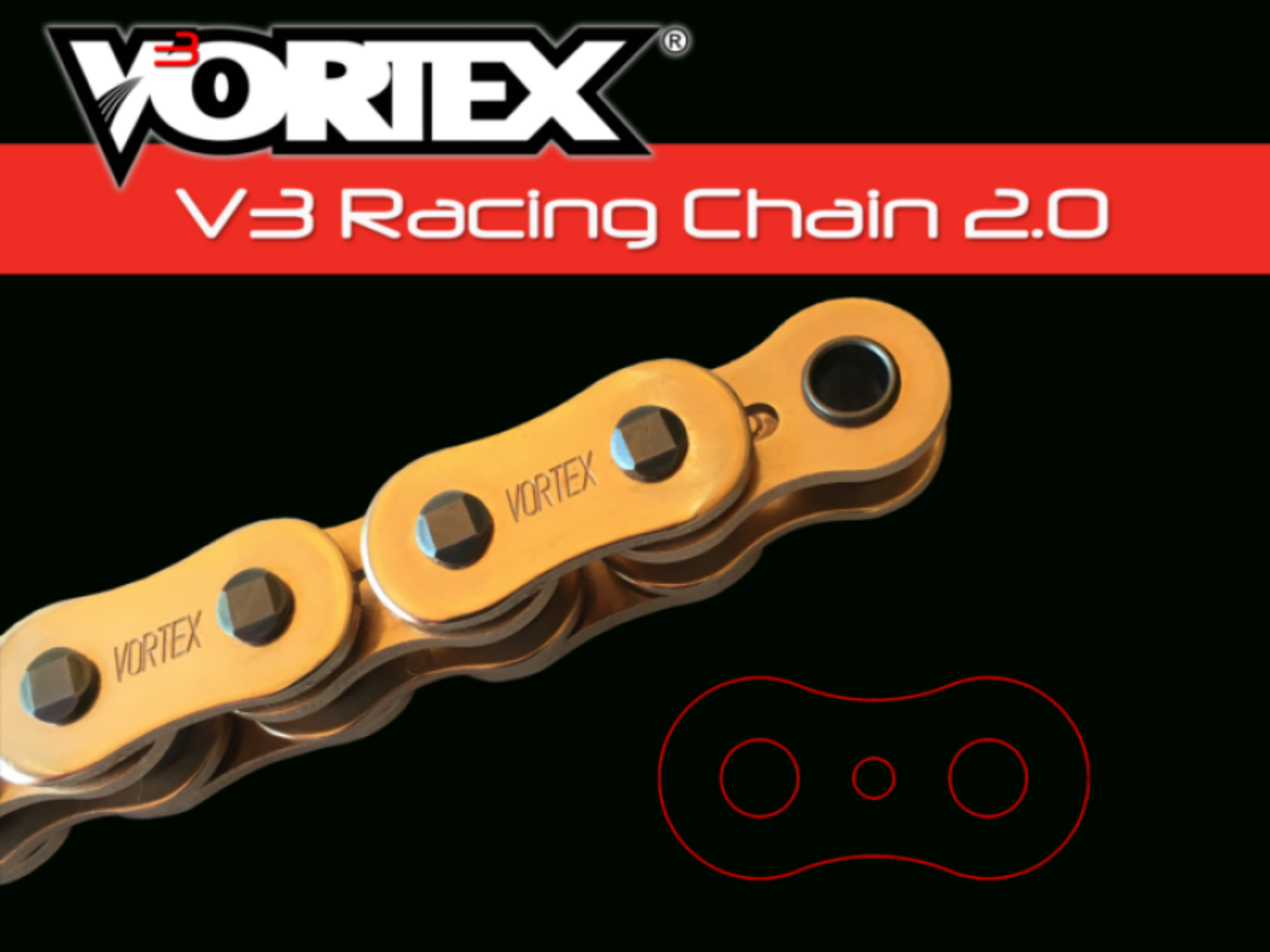 Picture of Vortex Racing V3 2.0 Chain 525RX3-140- Gold