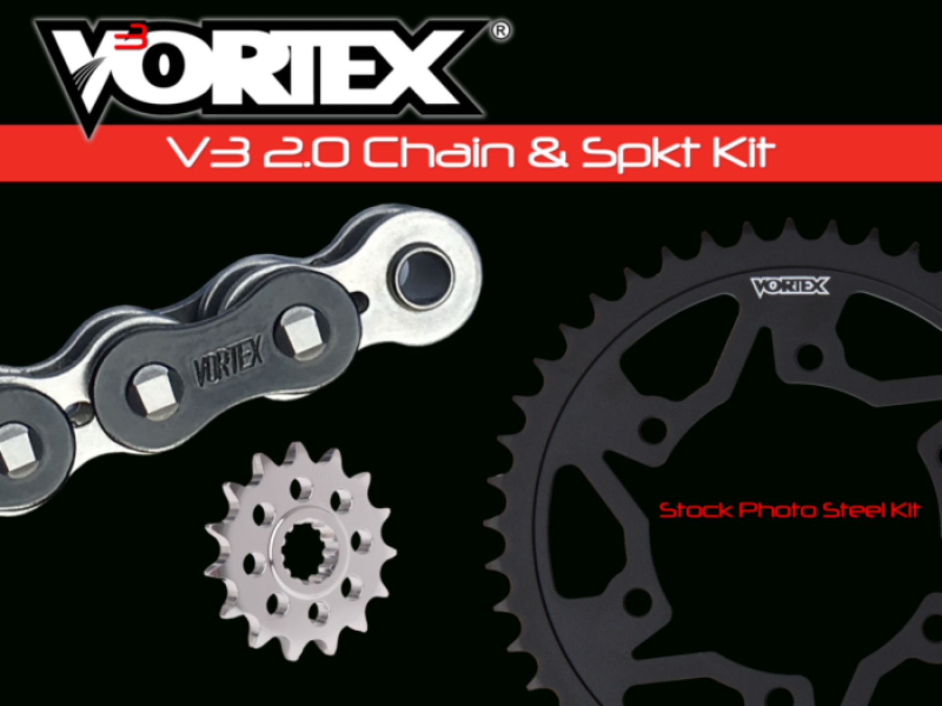Picture of Vortex Racing V3 2.0 Chain and Sprocket Kit 3270-14,528AK-45,520RX3-110- Black