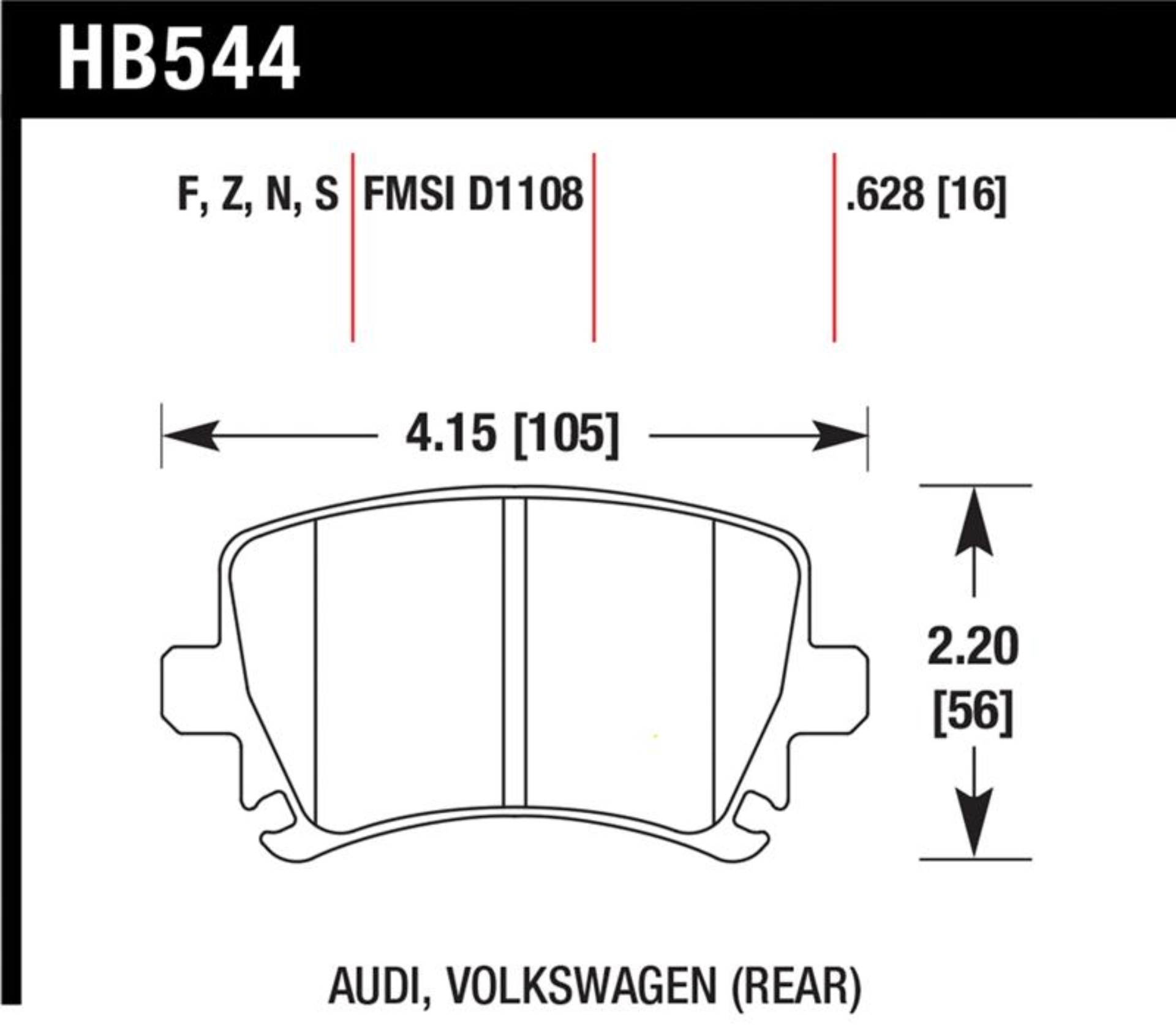 Picture of Hawk Audi A3 / A4 / A6 Quattro HPS Rear Brake Pads