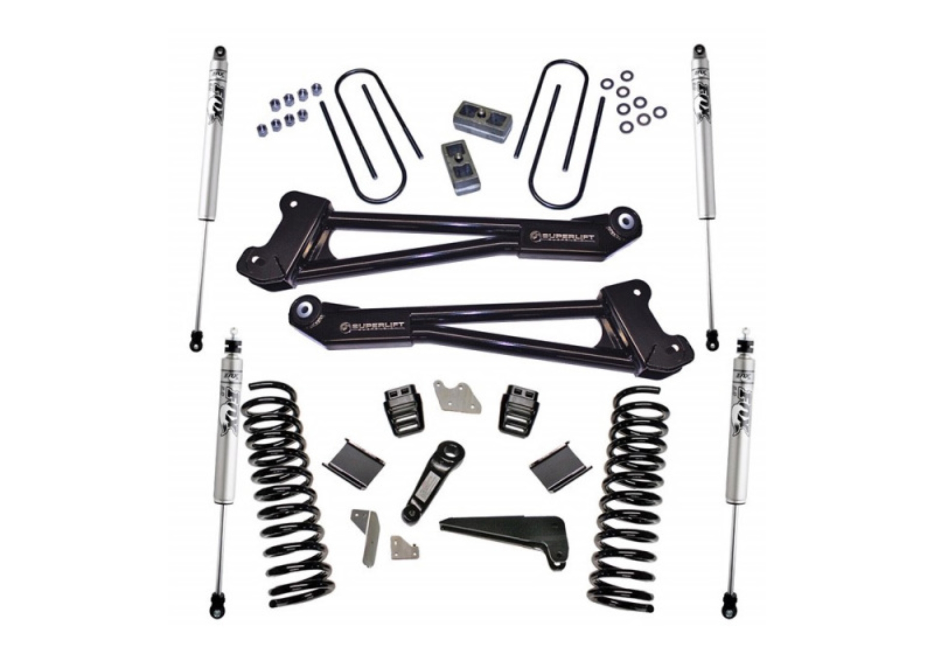 Picture of Superlift 13-18 Ram 3500 4WD Diesel 4in Lift Kit Replacement Radius Arms w/ Fox 2.0 Shocks