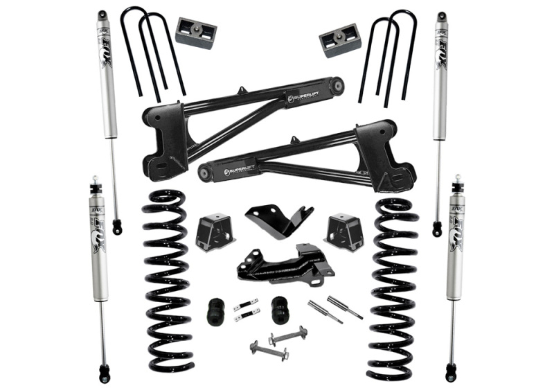 Picture of Superlift 05-07 Ford F-250 SuperDuty 4WD Diesel 4in Lift Kit w/ Repl Radius Arms/Fox 2.0 Shocks