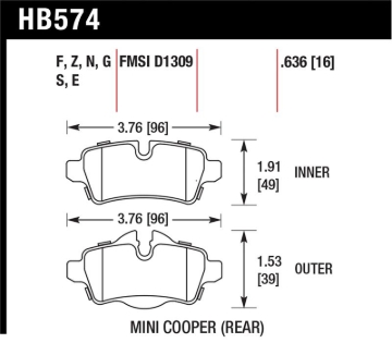 Picture of Hawk 07+ Mini Cooper Performance Ceramic Street Rear Brake Pads