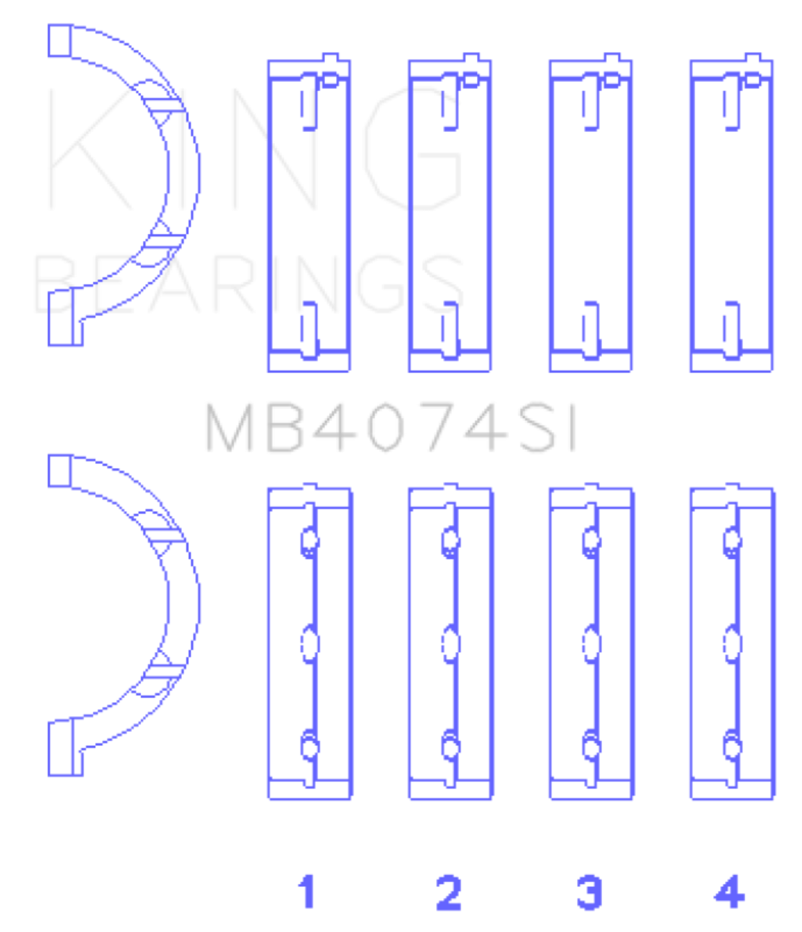 Picture of King Engine Bearings Chrysler 2.7L (Size +0.25mm) Main Bearing Set