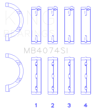 Picture of King Engine Bearings Chrysler 2.7L (Size +0.25mm) Main Bearing Set