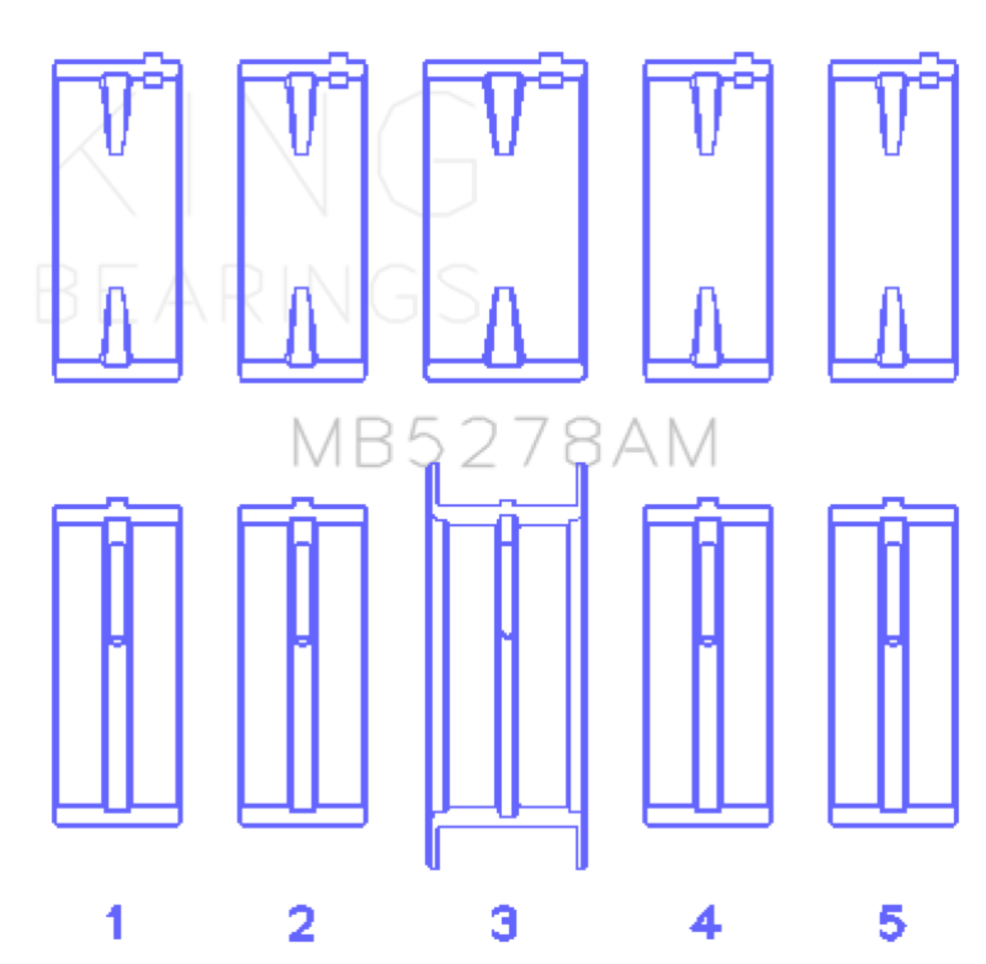 Picture of King Engine Bearings Ford 140Ci /2.3Liter/L4 (Size +0.50mm) Main Bearing Set