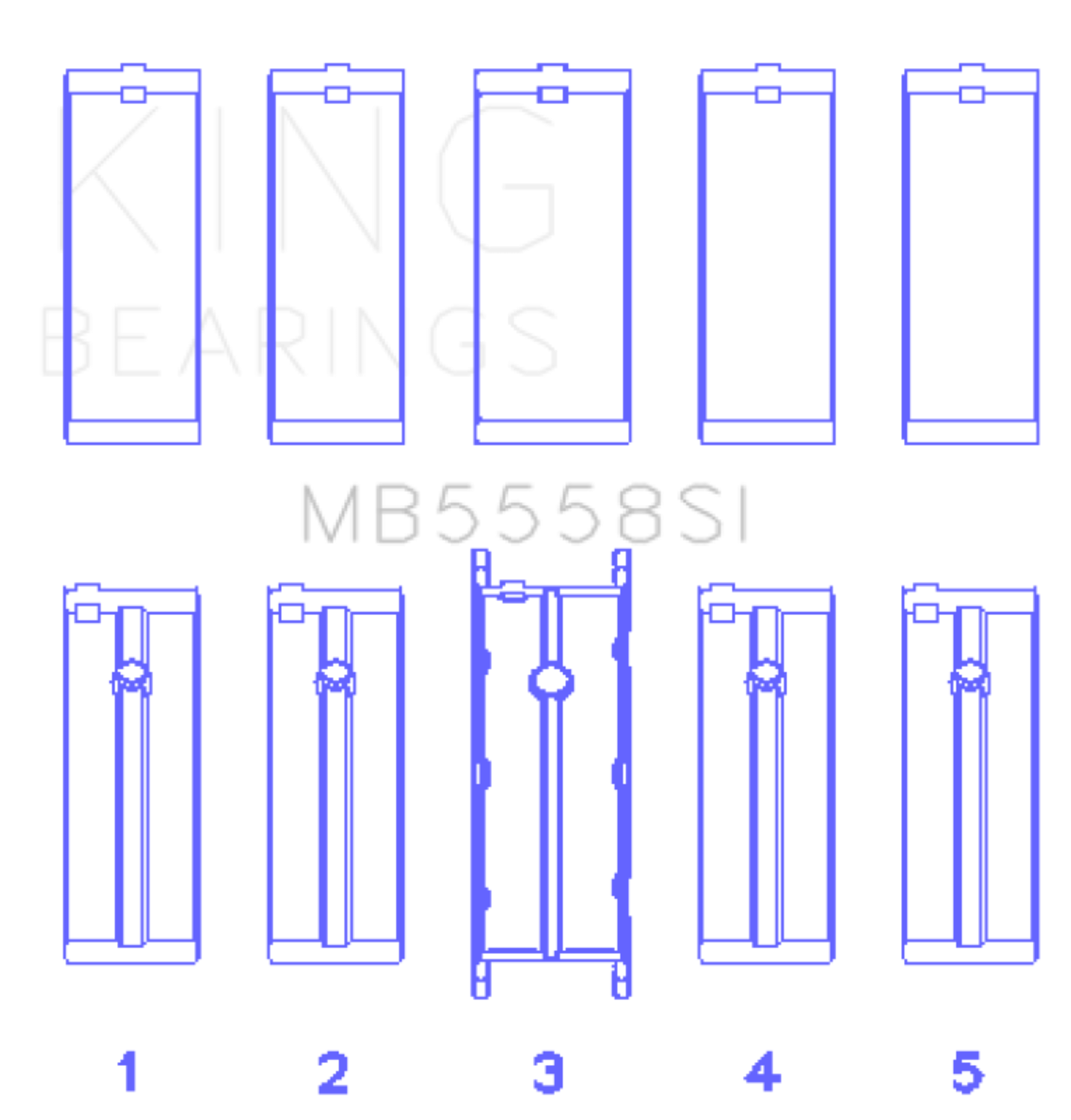Picture of King Engine Bearings Ford R6A/114Ci 1.9L/121Ci 2.0L (Size +0.50mm) Main Bearing Set