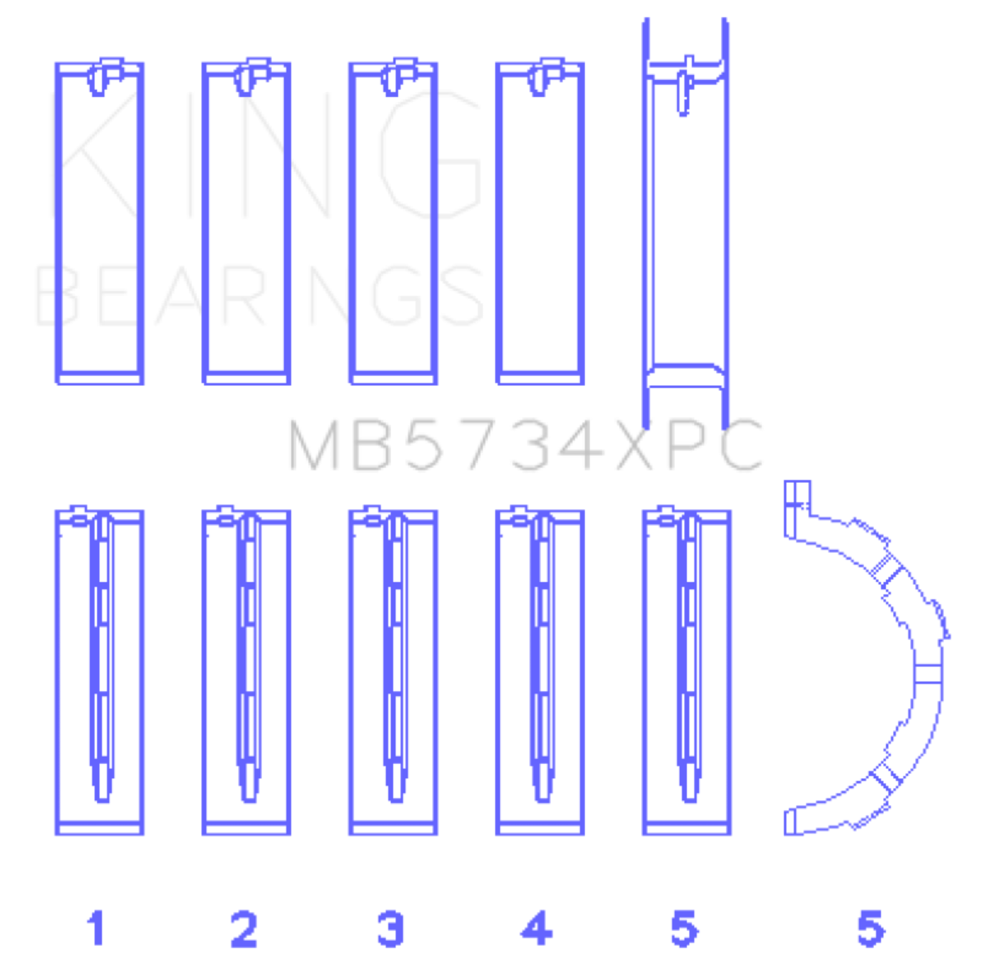 Picture of King Engine Bearings Ford 302 Cid Coyote (Size +0.25mm) Main Bearing Set