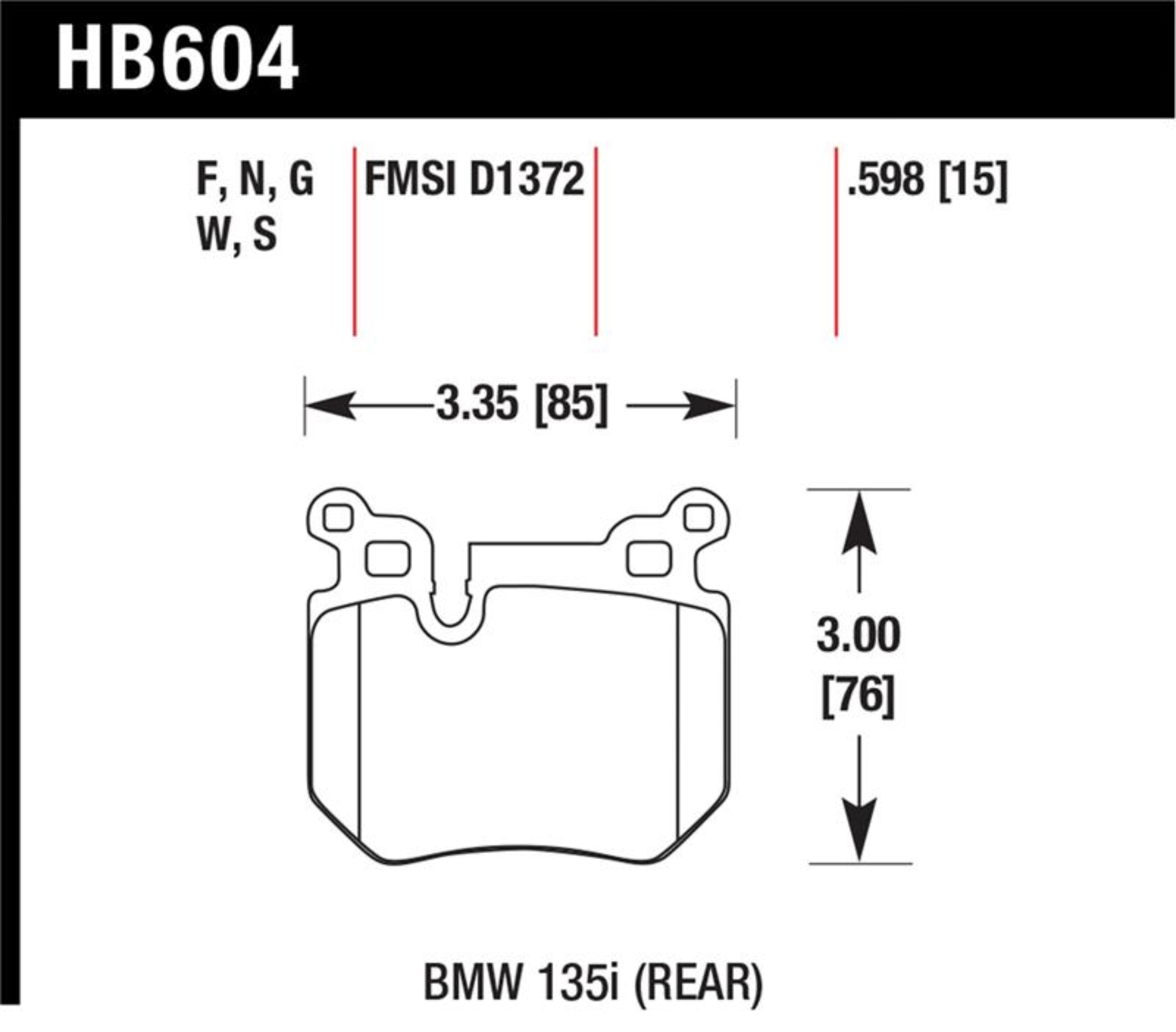 Picture of Hawk BMW 135i DTC-60 Race Rear Brake Pads