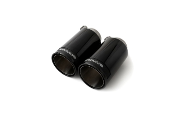 Picture of Remus Stainless Steel 98mm Black Chrome Straight w/Carbon Insert Tail Pipe Set (Pair)