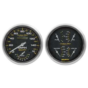 Picture of Autometer Carbon Fiber Gauge Kit 2pc Quad & Tach/Speedo 5in.
