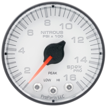 Picture of Autometer Spek-Pro 2 1/16in 1600PSI Stepper Motor w/ Peak & Warn White/Black Nitrous Pressure Gauge