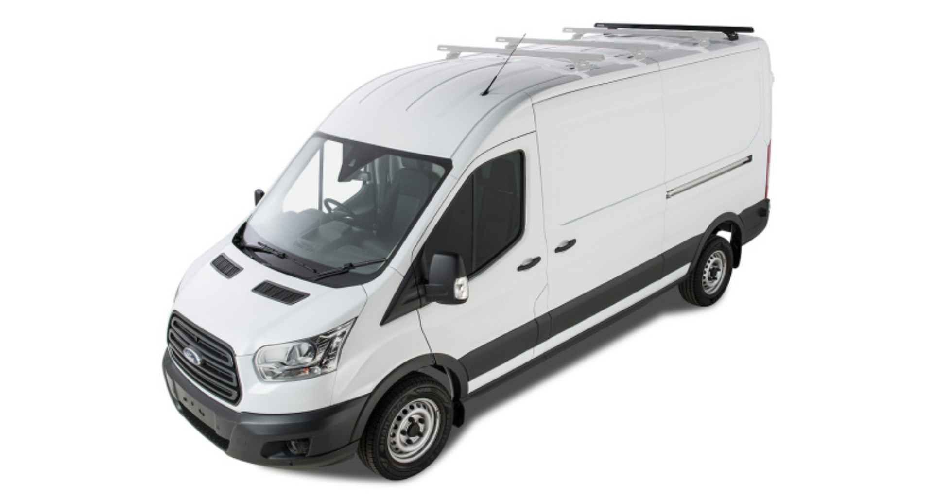 Picture of Rhino-Rack 14-21 Ford Transit 2 Door Wagon Heavy Duty RLTP 4 Bar Roof Rack - Black