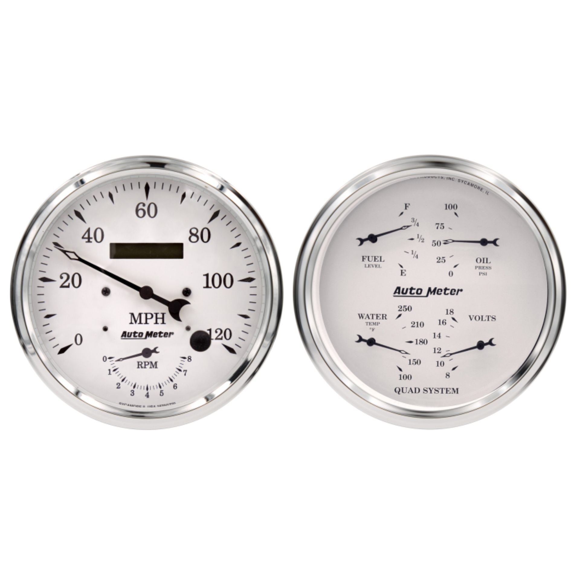 Picture of Auto Meter Old Tyme White Quad & Tach/Speedo 5in. - 2 Pc.