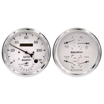 Picture of Auto Meter Old Tyme White Quad & Tach/Speedo 5in. - 2 Pc.
