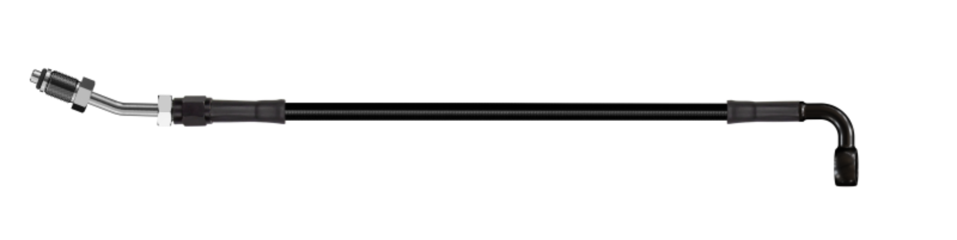 Picture of Goodridge 70in Universal Clutch Line w/Blk Zinc Fittings & Blk Hose - 90Deg Banjo w/20Deg 7/16 UNF