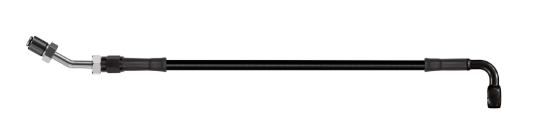 Picture of Goodridge 70in Universal Clutch Line w/Black Zinc Fittings & Black Hose - 90Deg Banjo w/AN3 Fitting