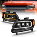 Picture of ANZO 15-22 Chevy Colorado Blk Housing Full LED DRL Projector Headlight w/ Sequential Light Bar