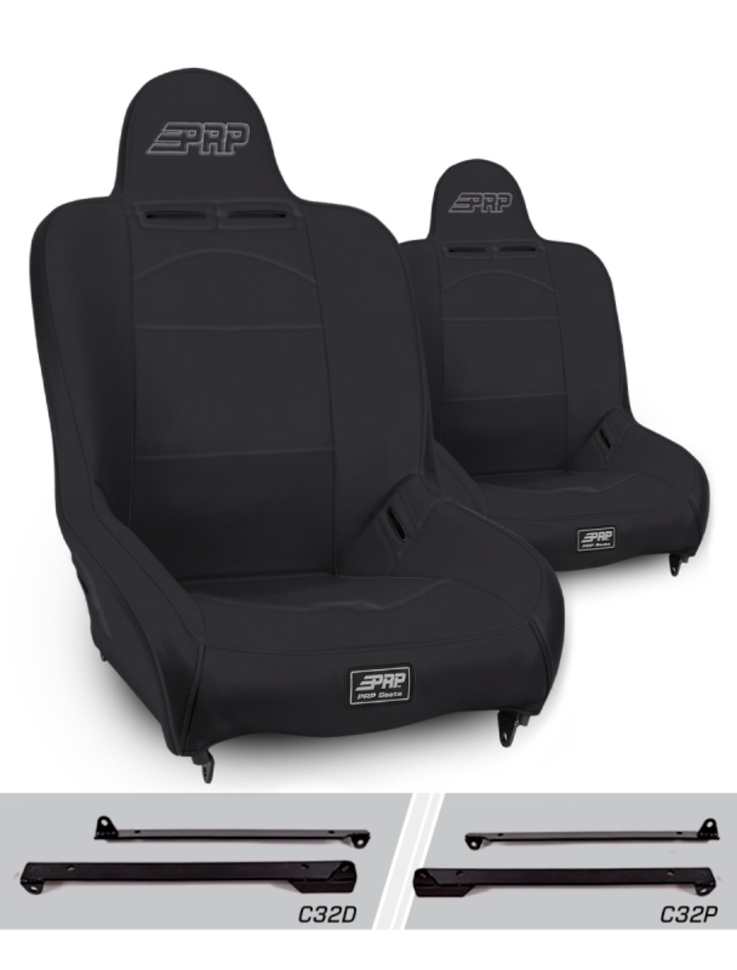 Picture of PRP Premier High Back Suspension Seats Kit for Jeep Wrangler CJ7/YJ (Pair) - Black